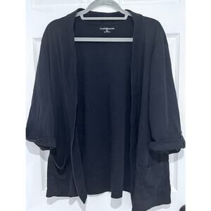 Black 3/4 Sleeve Open Front Cardigan XL Croft & Barrow All Cotton